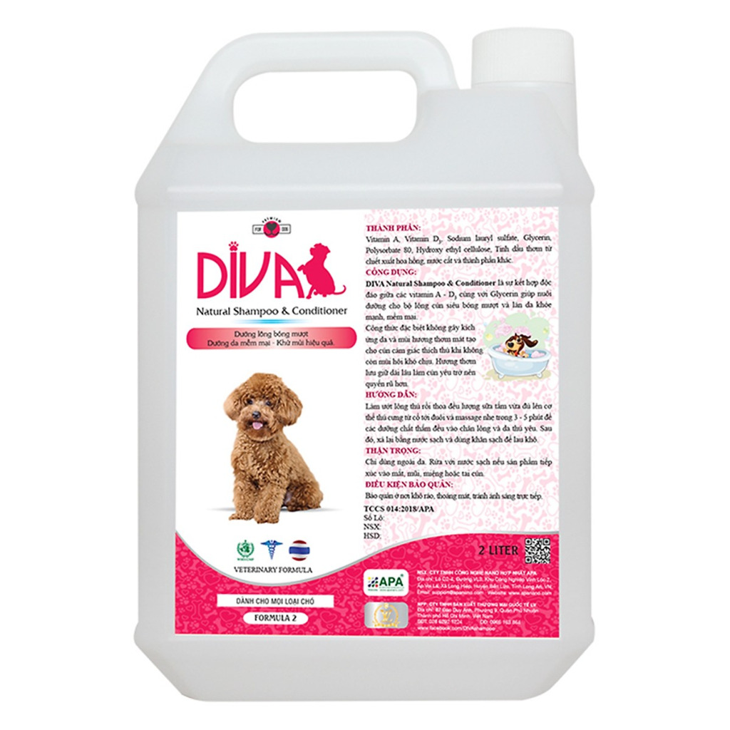 Sữa Tắm Gội & Dầu xả Khử Mùi Dưỡng Ẩm DIVA VN 2000ml