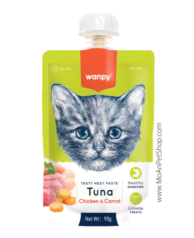 Súp Thưởng | Sốt Dinh Dưỡng cho Mèo Wanpy EU Tuna, Chicken & Carrot [Cá Ngừ, Gà & Cà Rốt] 90g