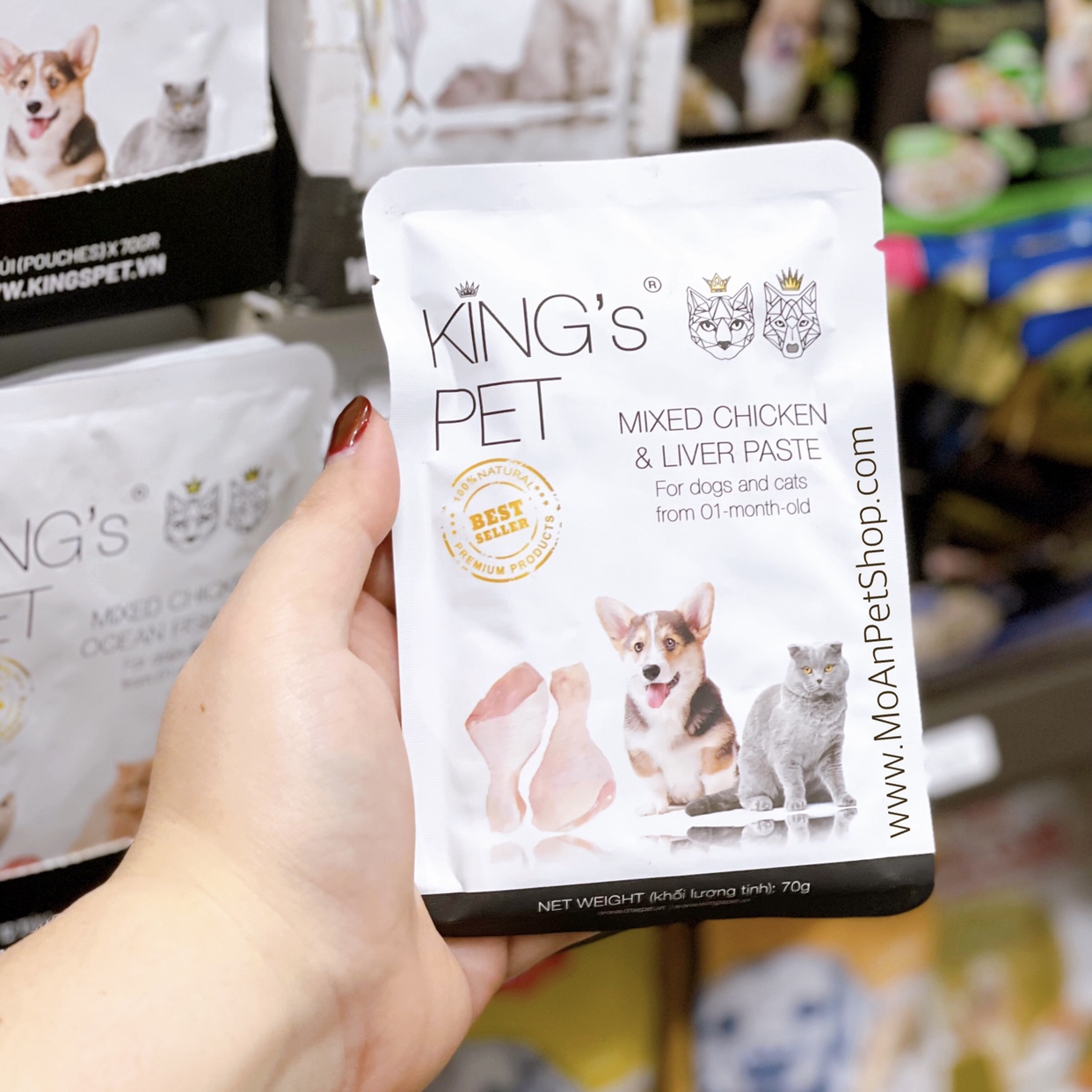 Pate Hỗn Hợp Gà & Gan King's Pet 70g cho Cún & Mèo