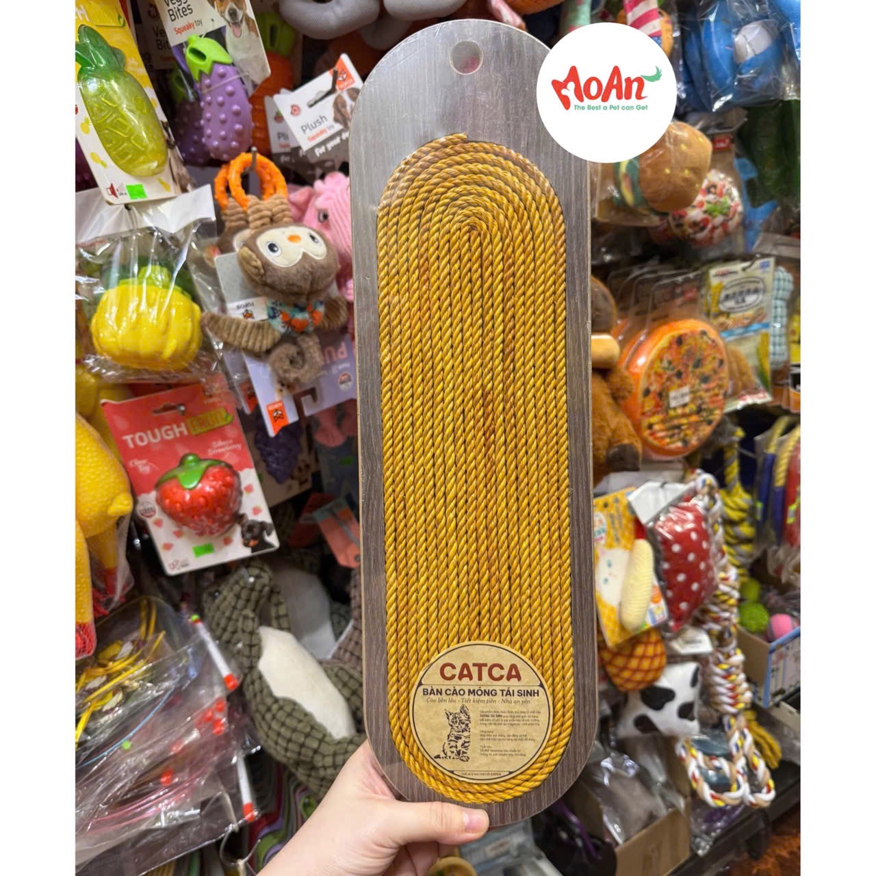 Bàn cào móng thừng đế gỗ CATCA cho Mèo 13x40cm