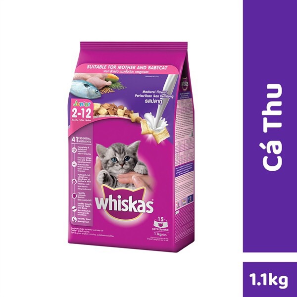 Hạt Mèo Whiskas Junior Cá Thu Mackerel 1.1kg