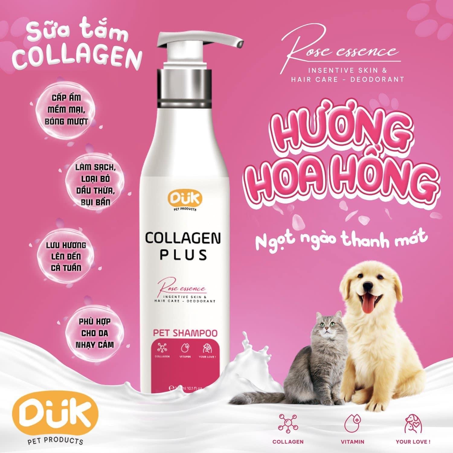 Sữa Tắm Gội Collagen Plus DUK Rose Essence Hương Hoa Hồng 300ml