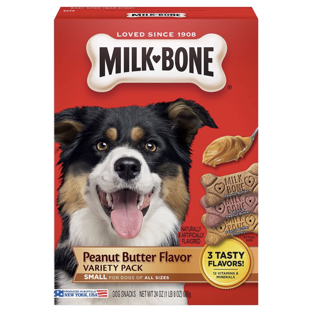 Bánh Xương MILK-BONE Peanut Butter (Bơ Đậu Phộng, Xông Khói & Bơ Đậu Phộng, Mật Ong & Bơ Đậu Phộng)