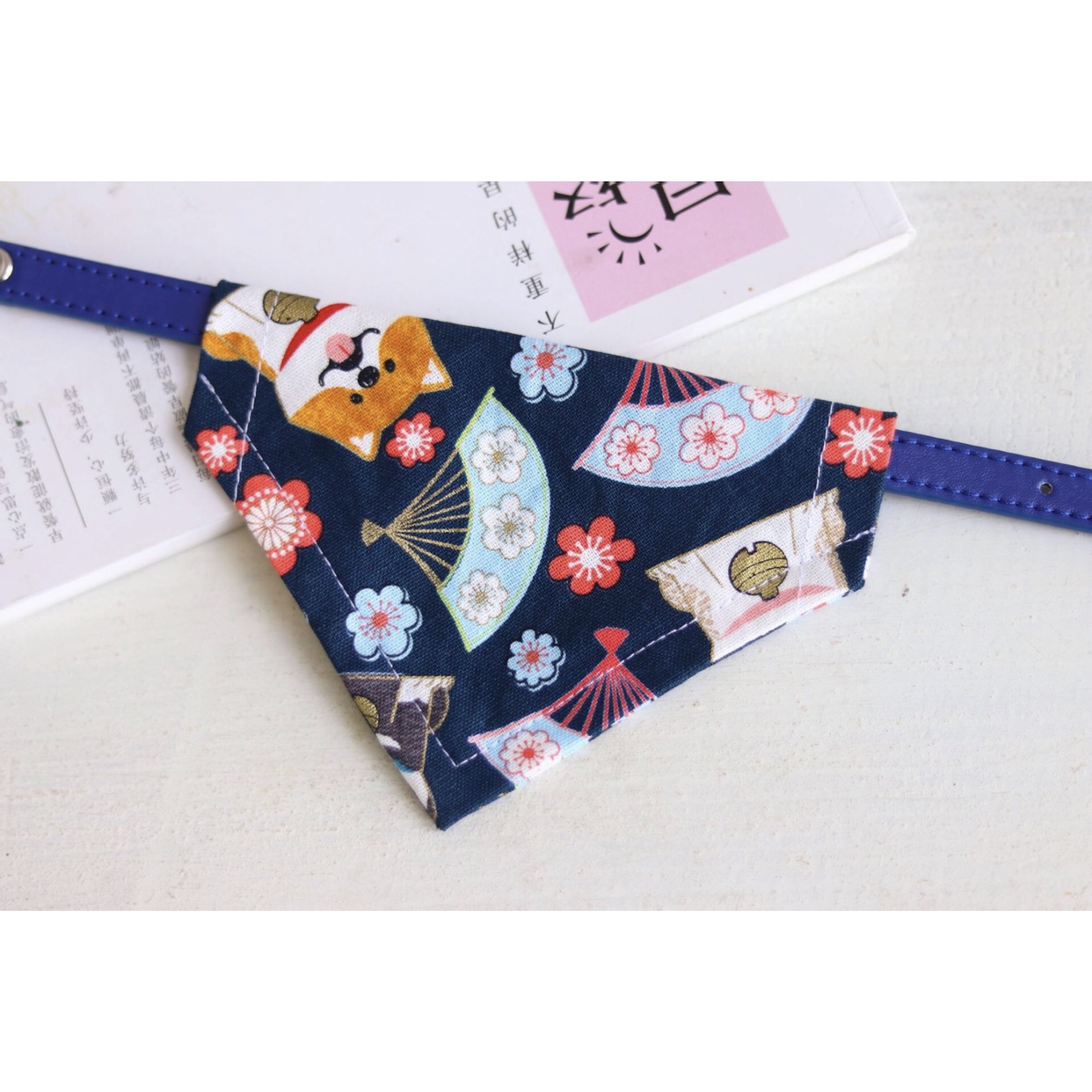 Vòng Cổ Da & Khăn Choàng Cún kiểu Nhật Xanh