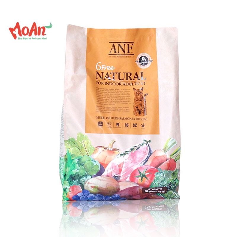 Hạt Mèo ANF 6Free Natural for Indoor Adult Cat Mèo Trưởng Thành 6kg