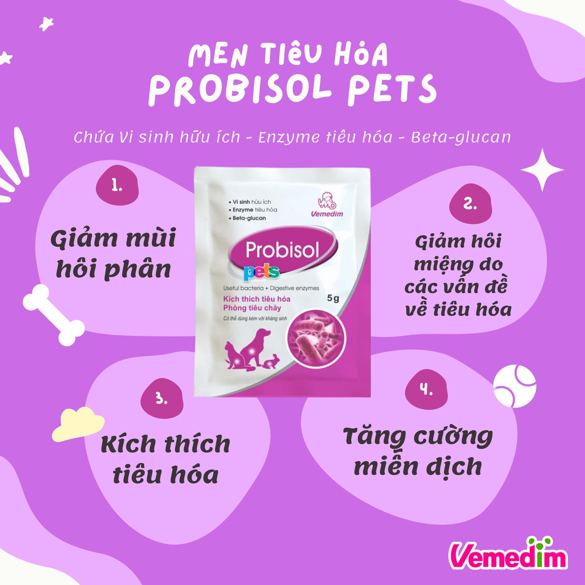 Men Tiêu Hóa (Vi Sinh) cho Cún Mèo Vemedim Probisol Pets (Gói 5g)