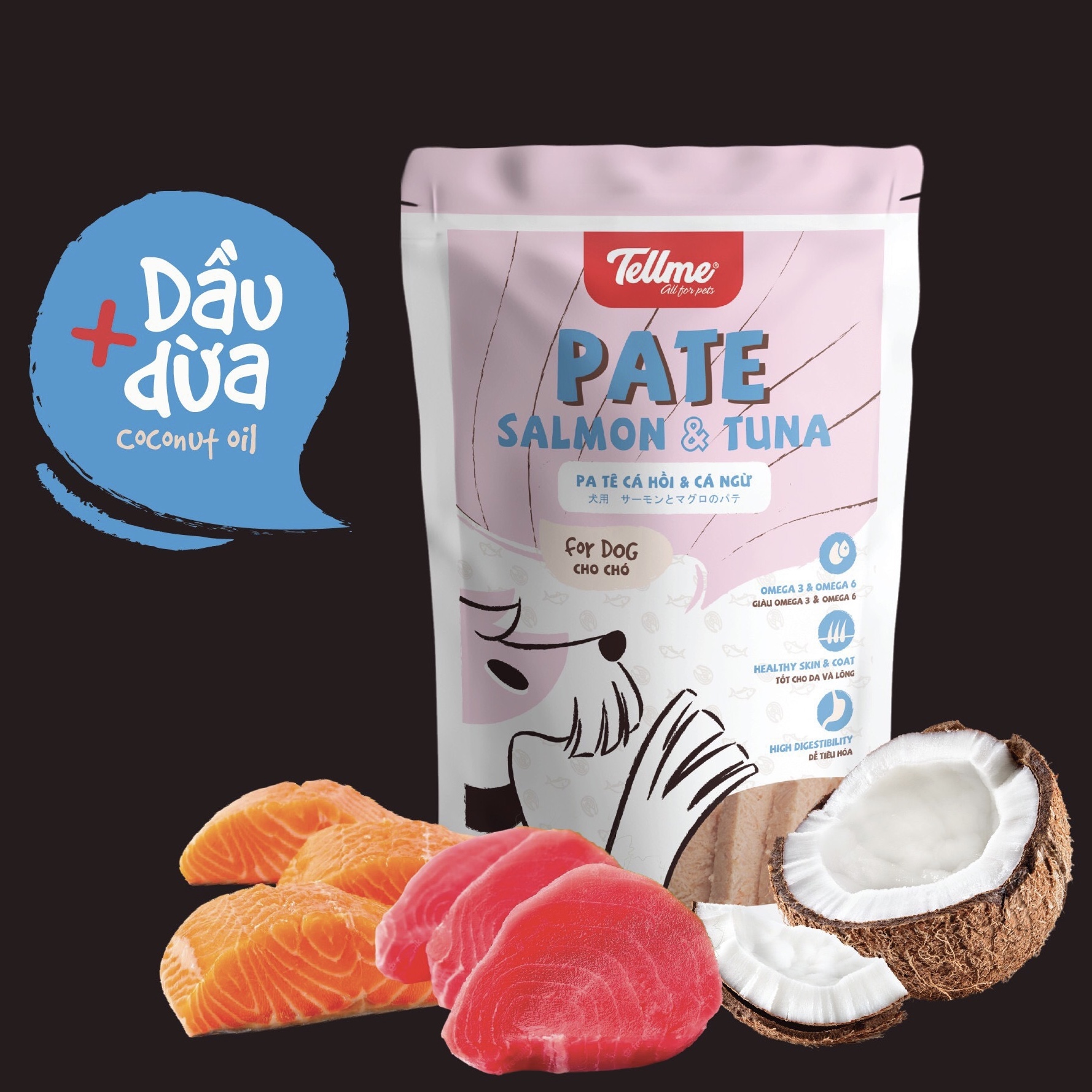 Pate Tellme Cá Hồi & Cá Ngừ 85g