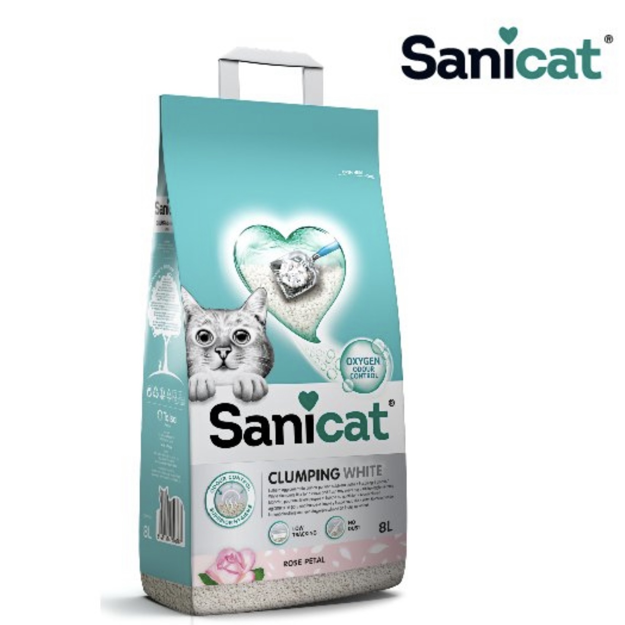 Cát Vệ Sinh cho Mèo Sanicat Betonite Clumping White Rose Hoa Hồng 8L