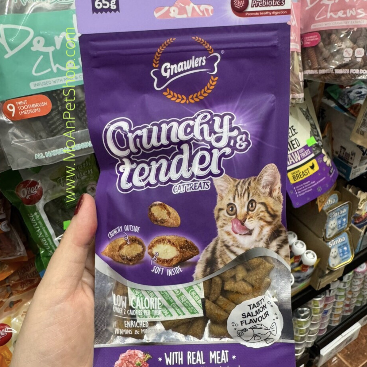 Snack Bánh Thưởng Mèo Gnawlers Crunchy & Tender [Cá Hồi] 65g