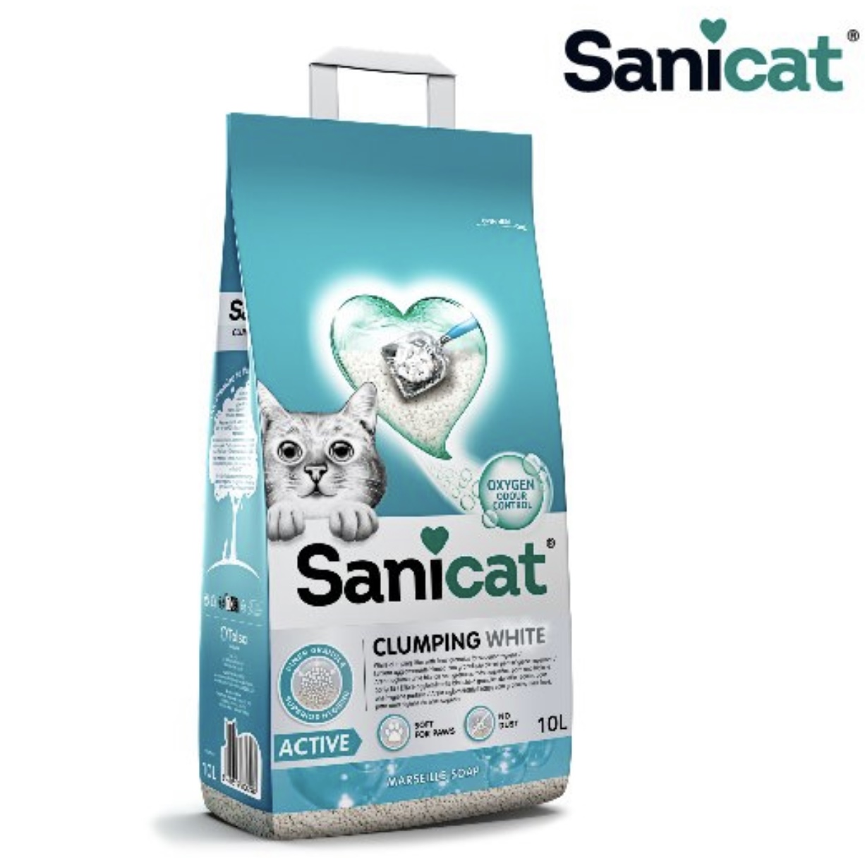 Cát Vệ Sinh cho Mèo Sanicat Betonite Clumping White Active 10L