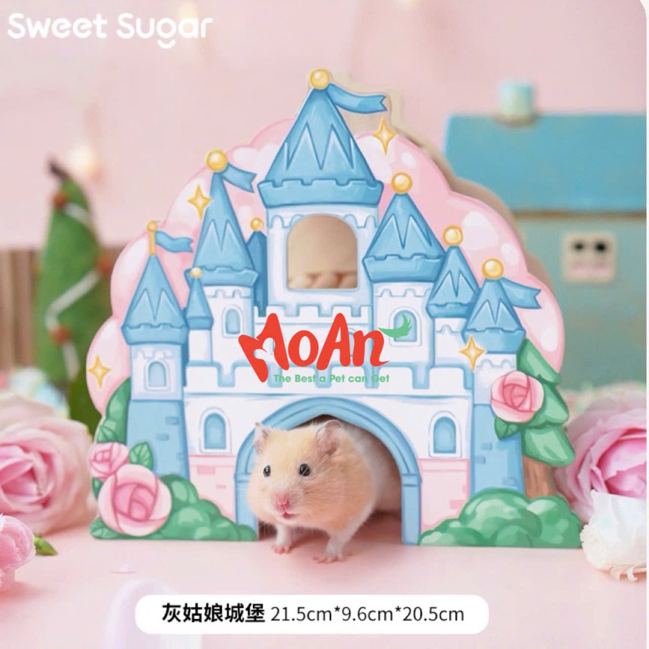 Nhà Ngủ Gỗ Lâu Đài Vườn Hồng Sweet Sugar cho Hamster | Thú Nhỏ