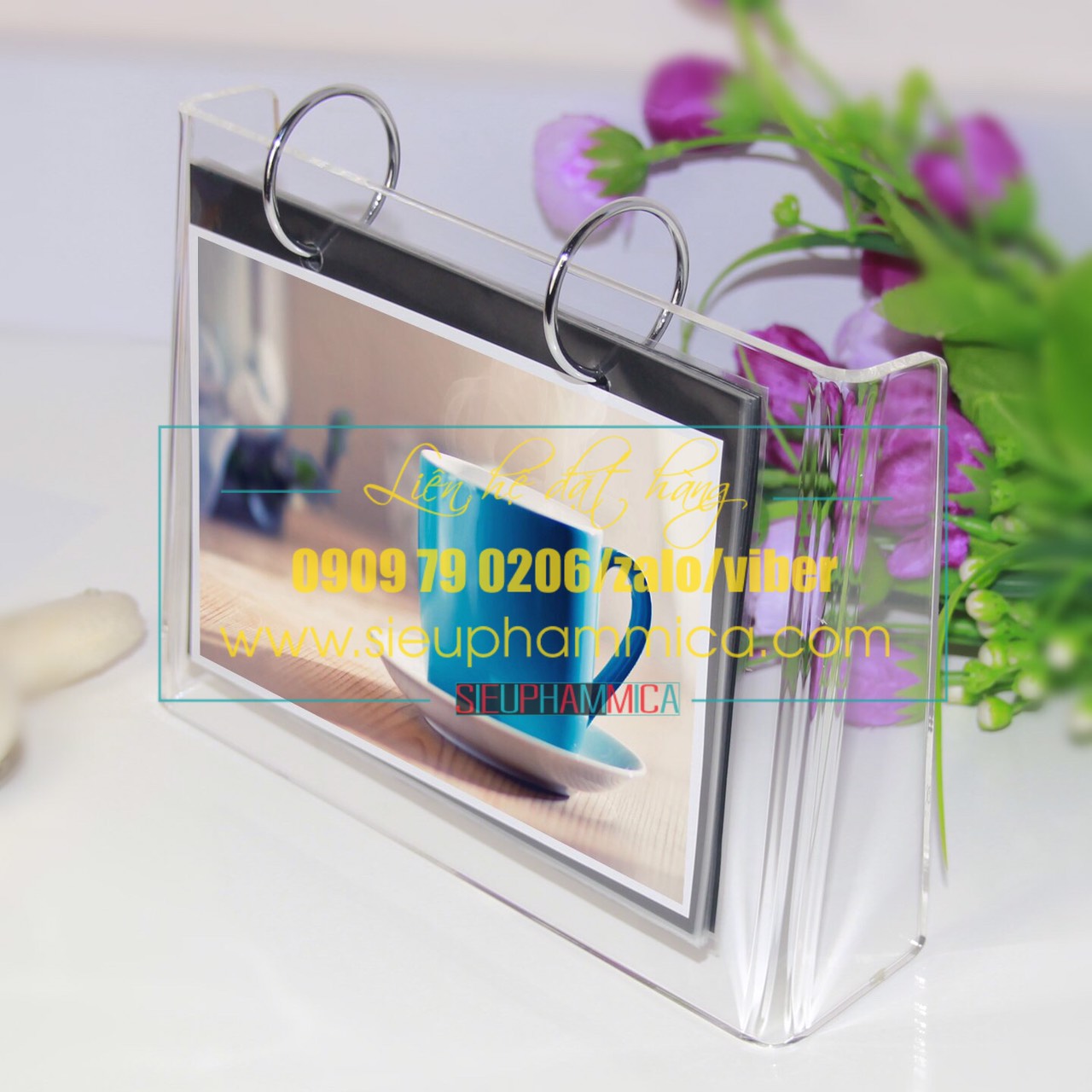 Đế lịch mica để bàn dáng chữ U