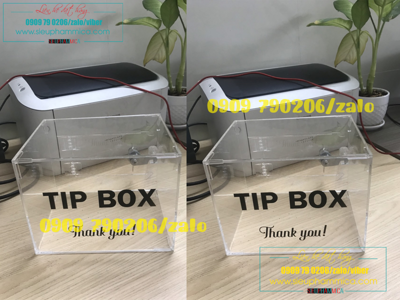 Gia công hộp tip – box mica theo yêu cầu, hộp tiền tip mica cho các nhà hàng