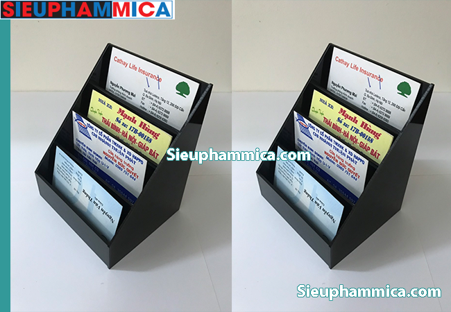 Kệ mica card visit được thiết kế theo mẫu mã riêng của khách hàng