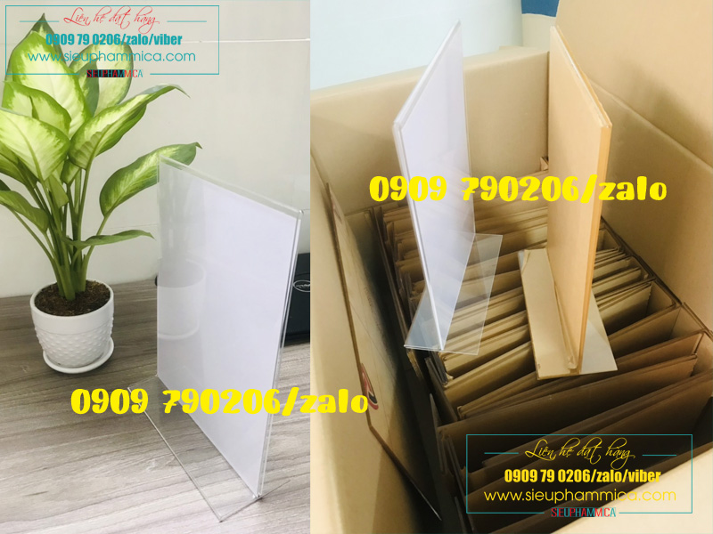 Sản xuất gia công kệ menu mica giá rẻ TPHCM