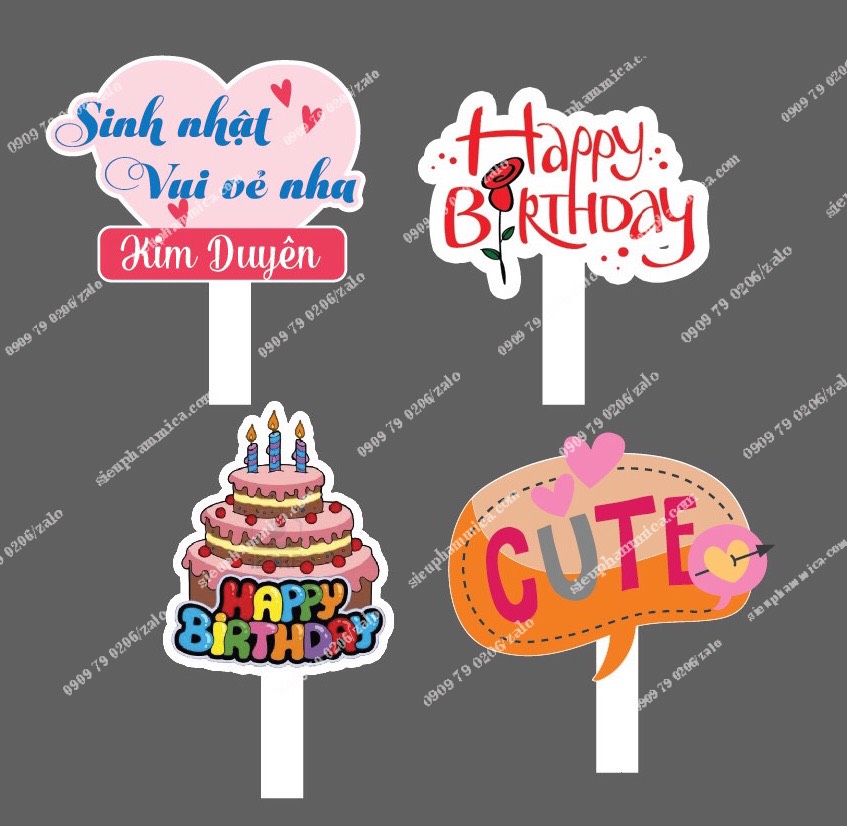 Mi Decor Phụ kiện sinh nhật Bảng tên nhiều màu sắc, thiết kế dành riêng cho các bé với chủ đề Chibi Size 70cm tặng kèm