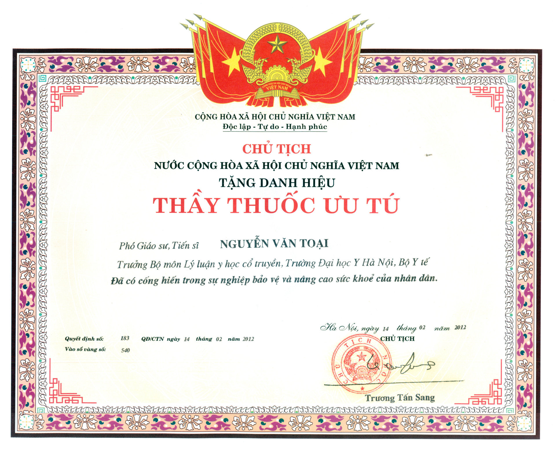 Thầy thuốc ưu tú Nguyễn Văn Toại