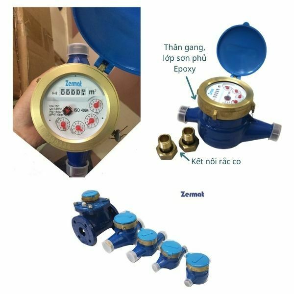 Đồng hồ đo nước dạng cơ loại nối ren Zermat DN-15C phi 21
