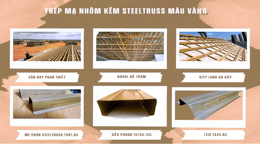 THÉP MẠ NHÔM KẼM STEELTRUSS MÀU VÀNG AZ200 G550