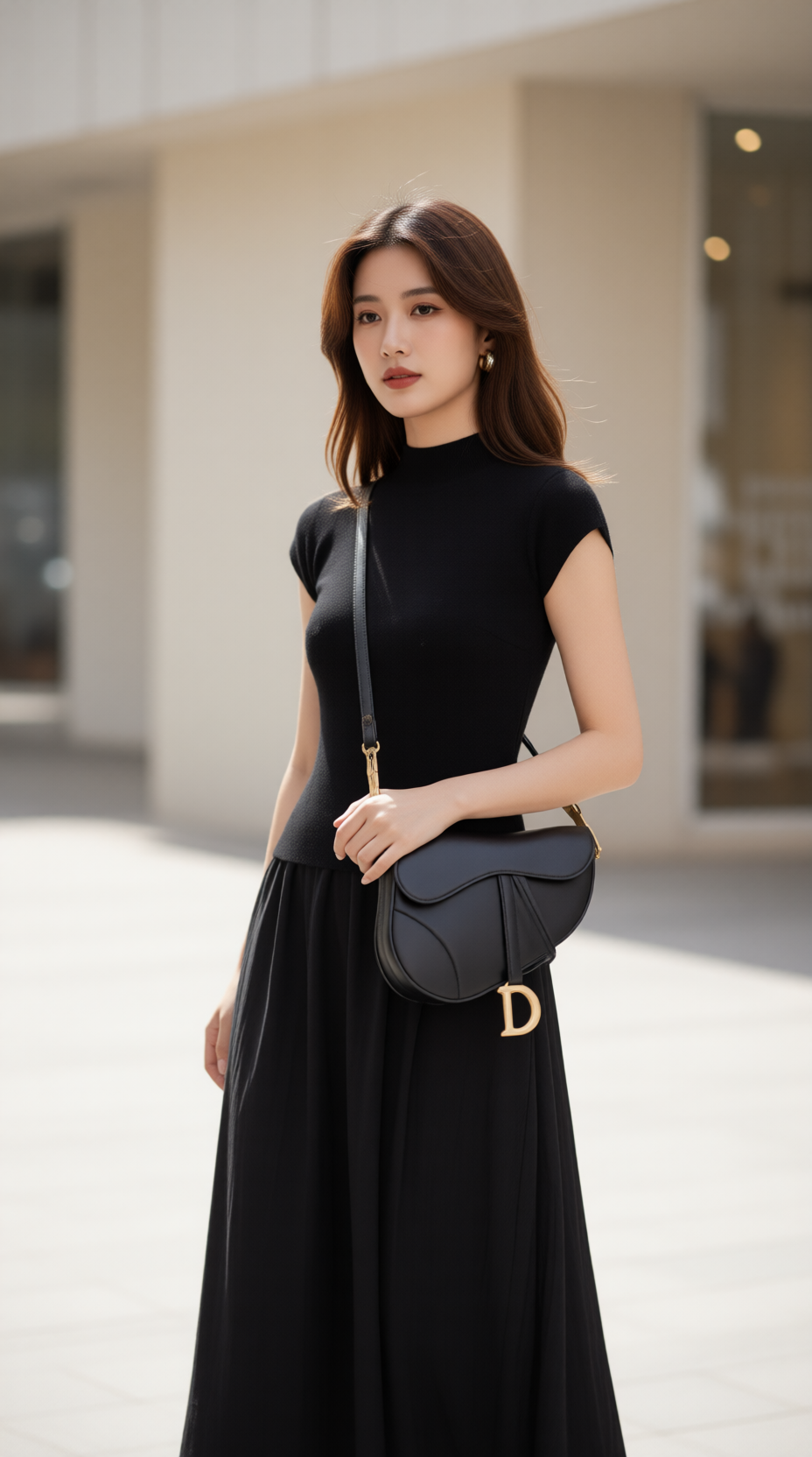 Bộ váy len TRALI 25510 màu đen