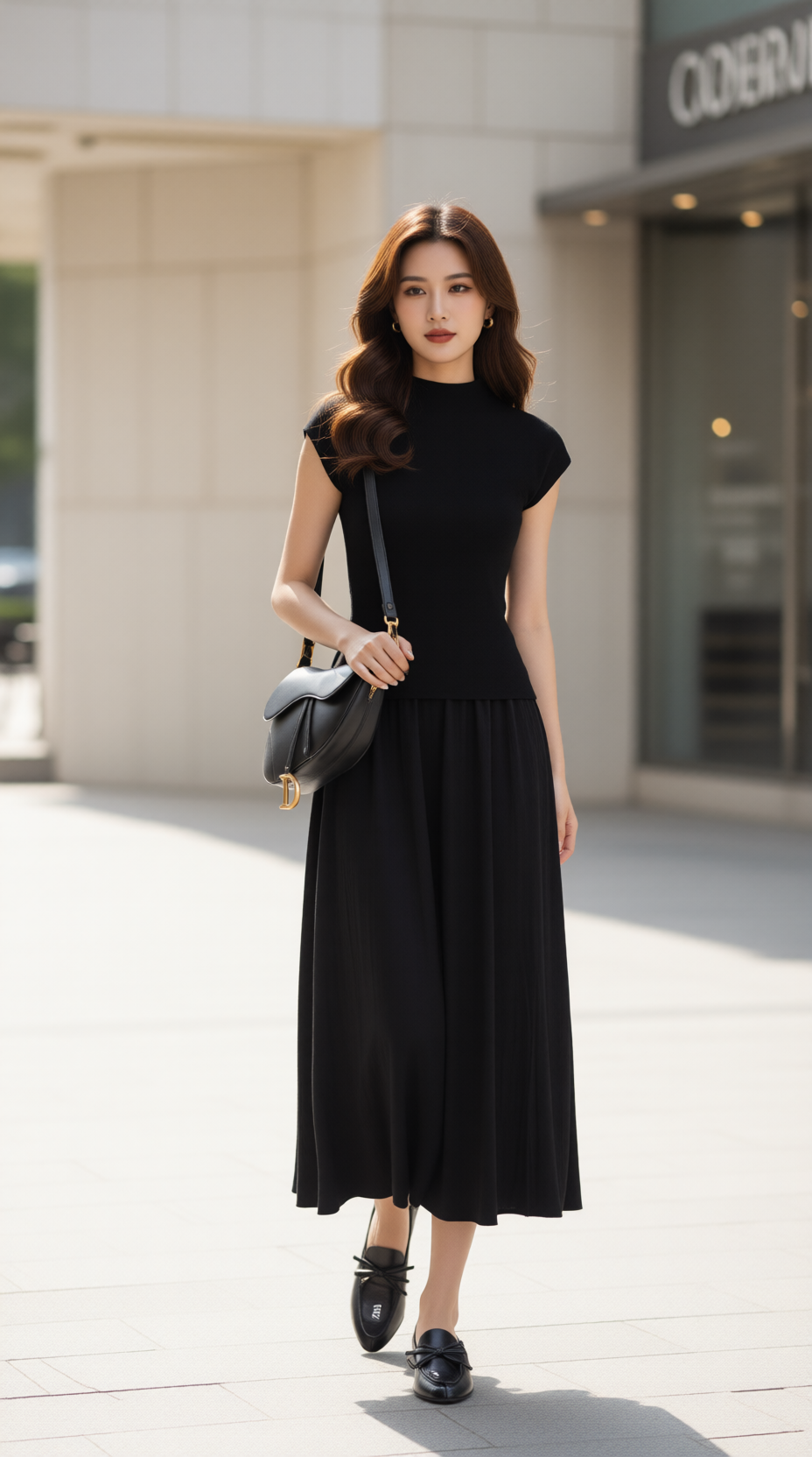 Bộ váy len TRALI 25510 màu đen