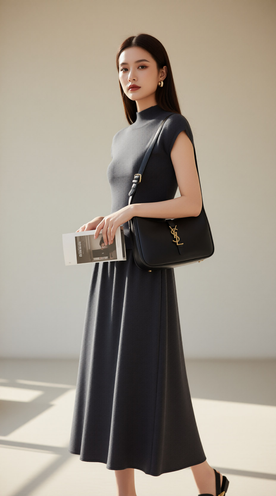 Bộ váy len TRALI 25510 màu xám