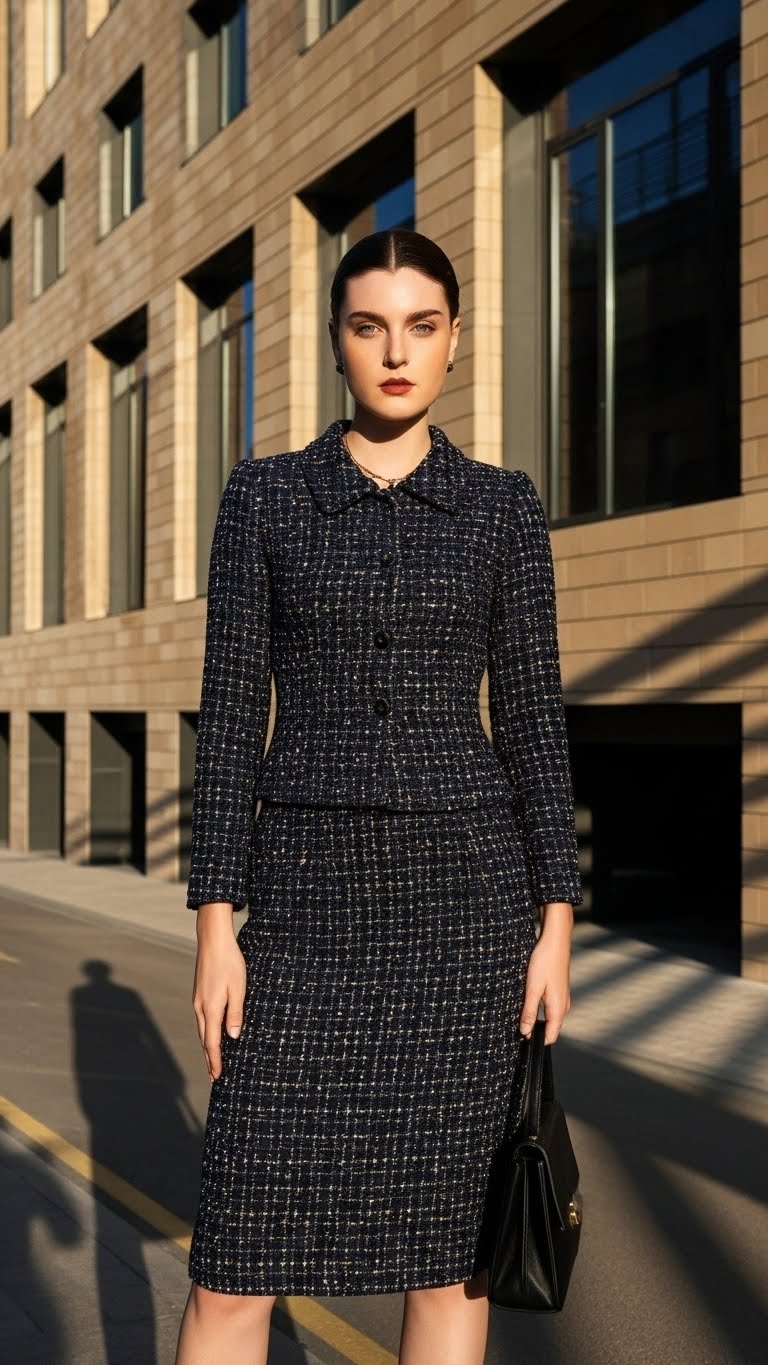 Bộ váy dạ tweed TRALI 25515