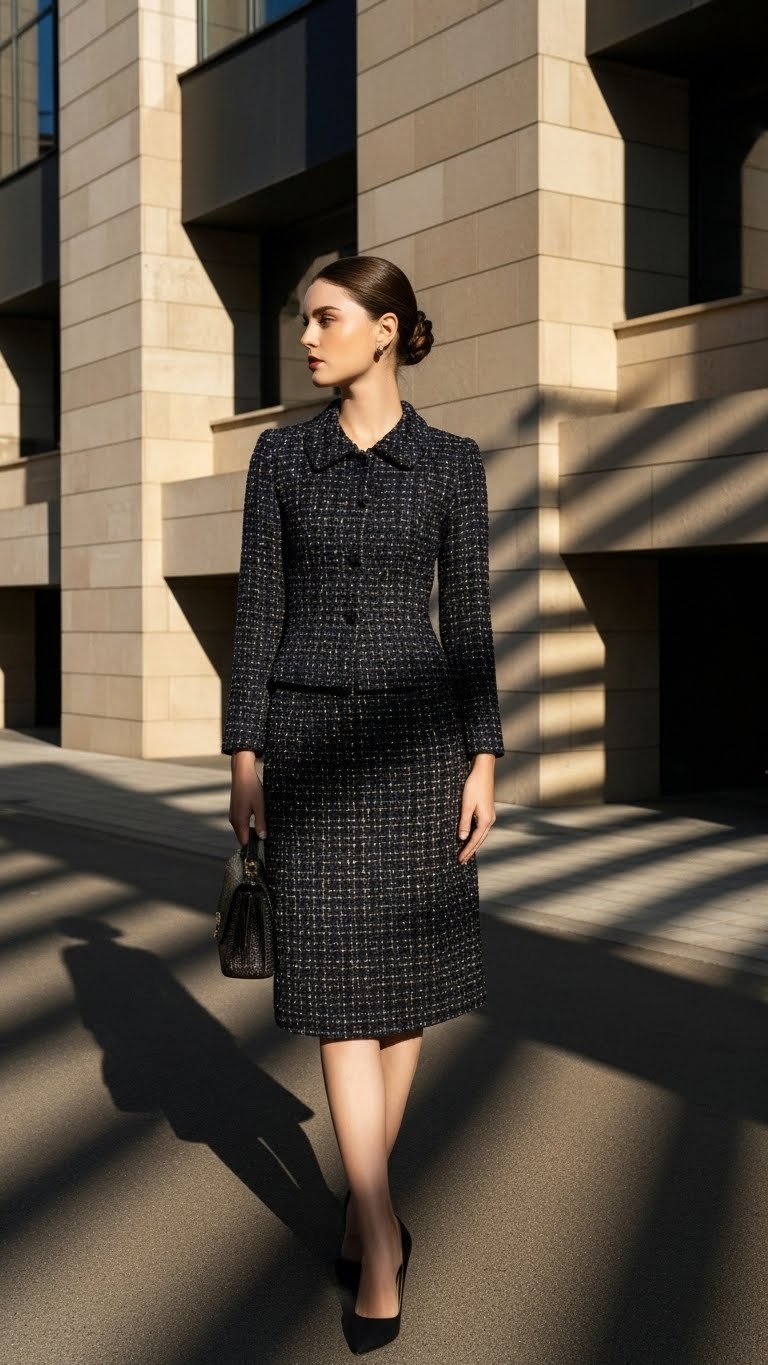 Bộ váy dạ tweed TRALI 25515