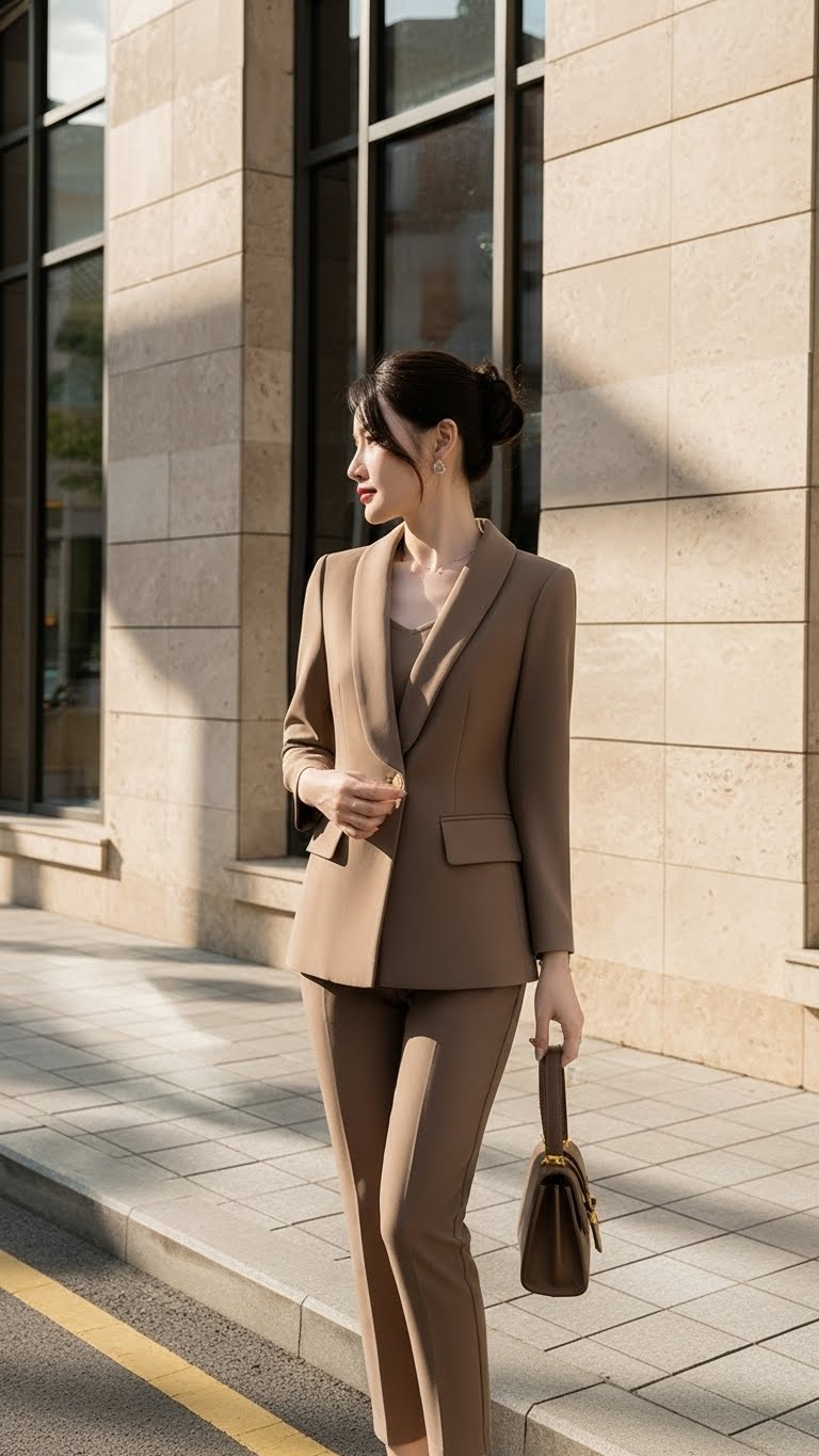 Bộ quần Tuytsi Hàn 2 lớp Trali 25520 màu Rêu