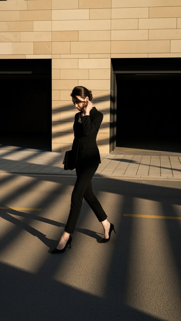 Bộ quần Tuytsi Hàn 2 lớp Trali 25520 màu Đen