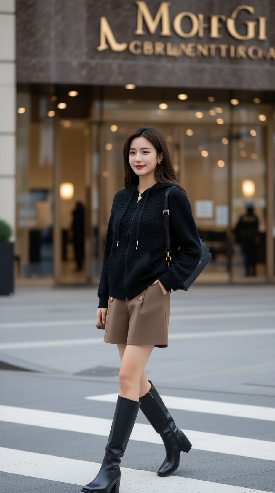 Áo khoác len TRALI 25606 màu đen