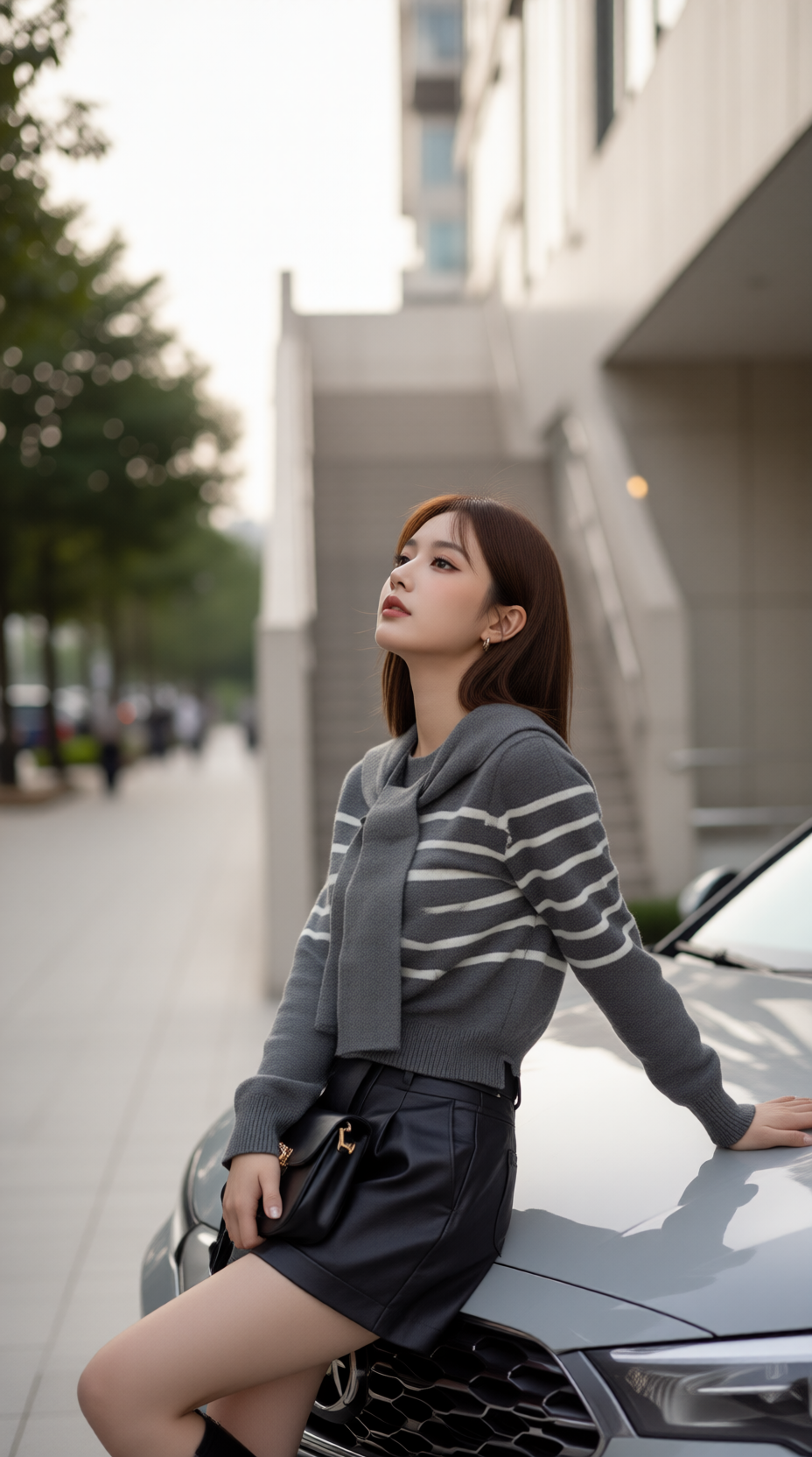 Áo len kèm khăn 25607 ghi