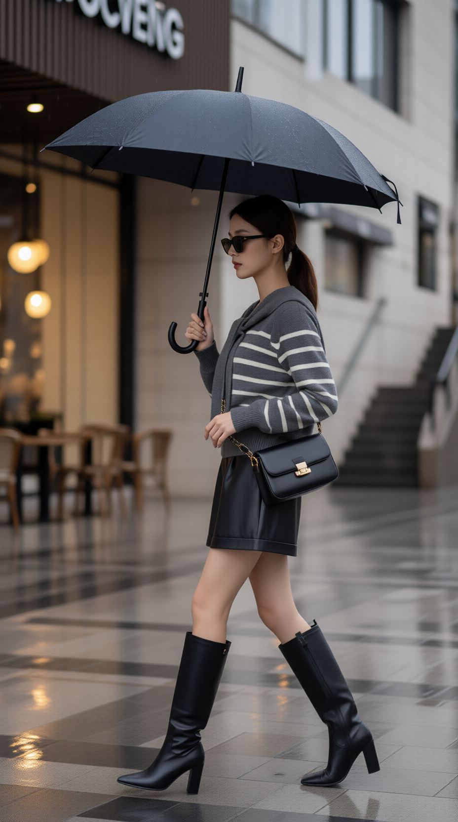 Áo len kèm khăn 25607 ghi