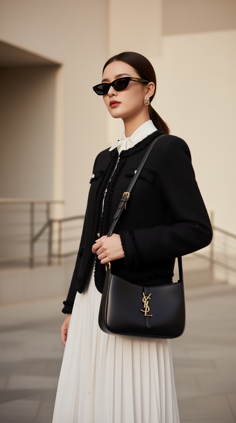 Áo vest dạ tweed TRALI 25801 đen