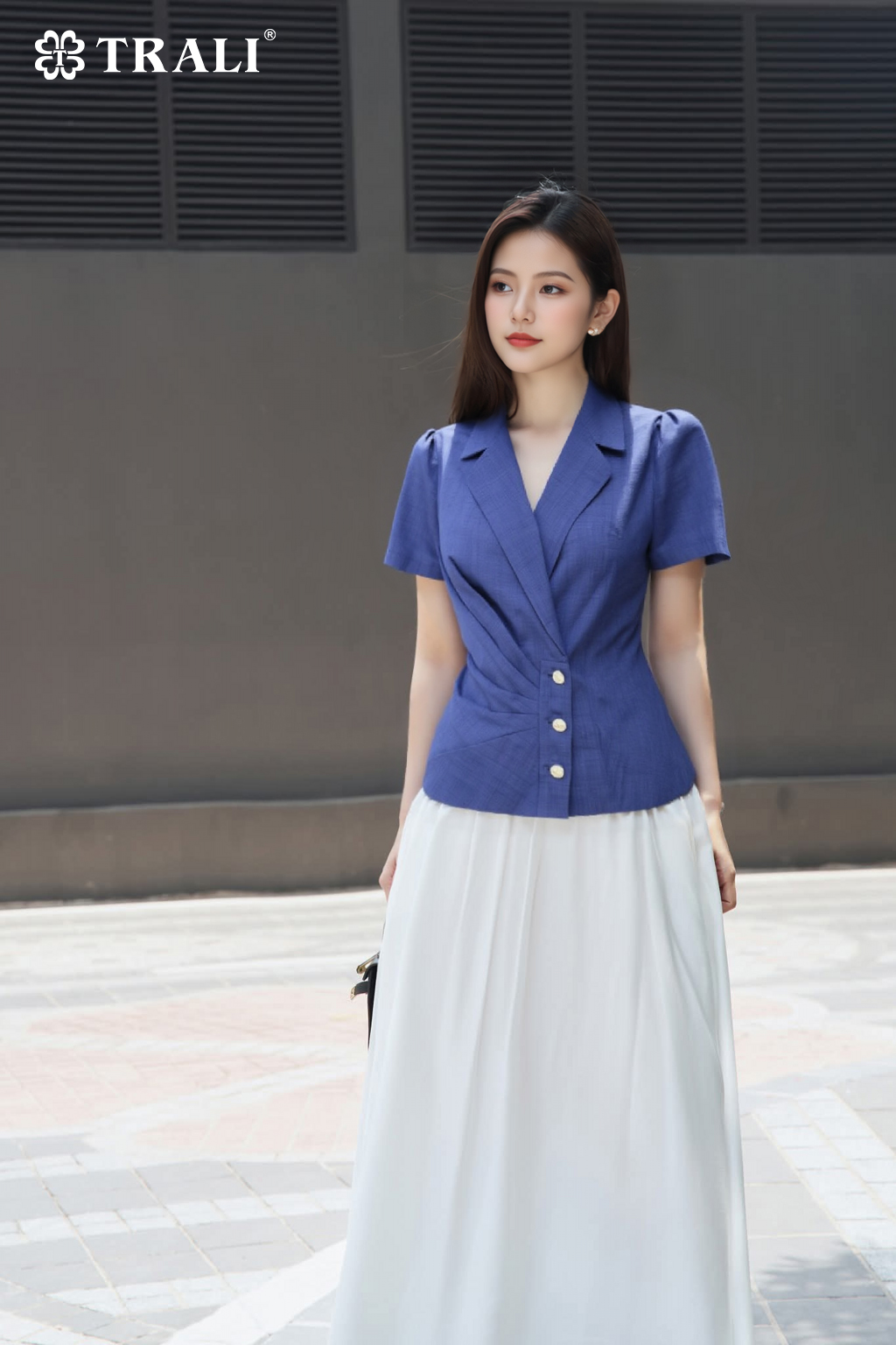 Áo sơ mi nữ TRALI 25129 màu xanh dương