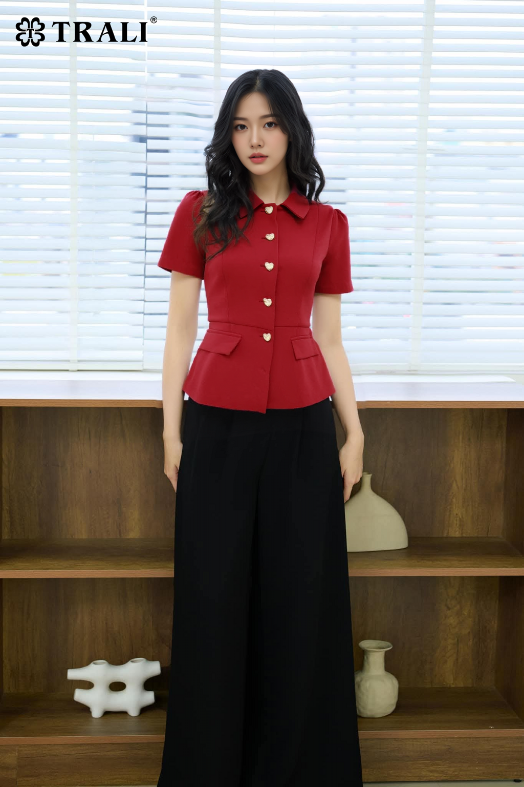 Áo sơ mi nữ TRALI 25132 đỏ