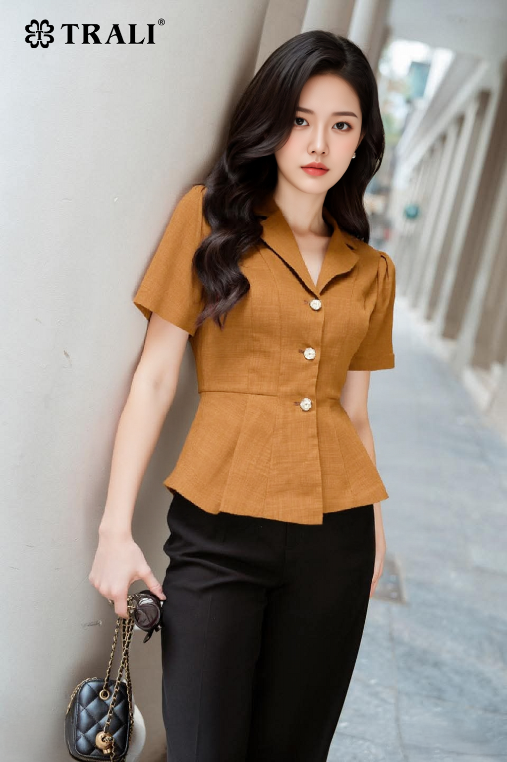 Áo sơ mi nữ TRALI 25131 màu cam