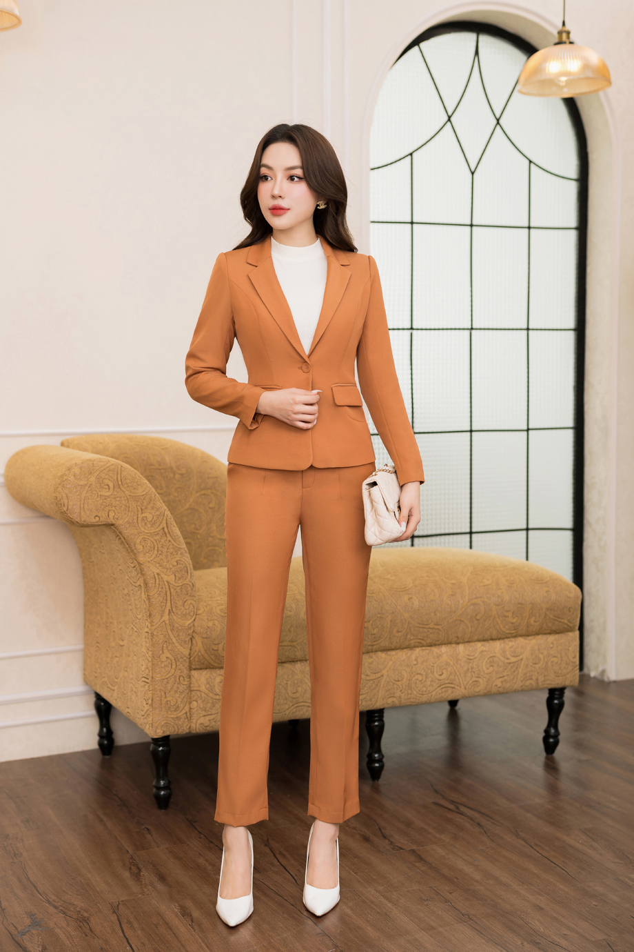 Bộ quần Tuytsi hàn Trali 25518 màu Cam Đất