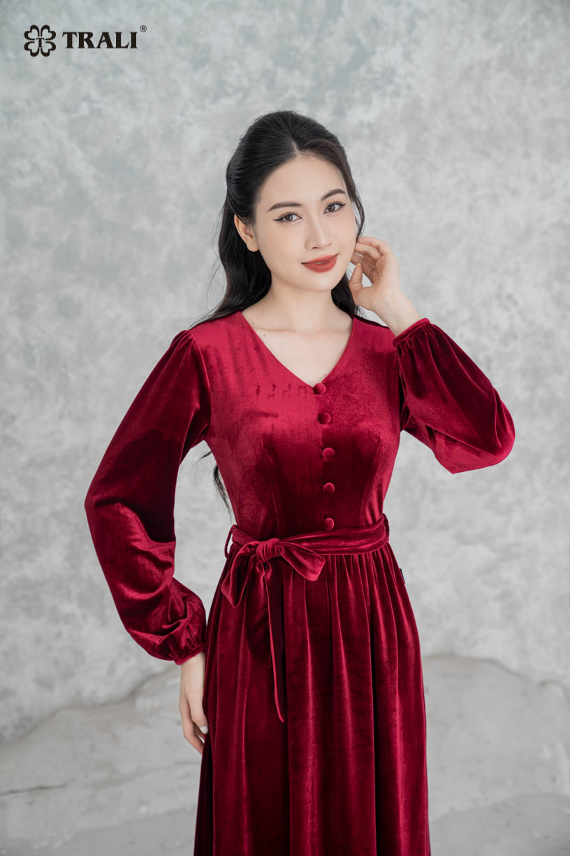 Đầm Nhung Nữ TRALI 23228 Màu Đỏ