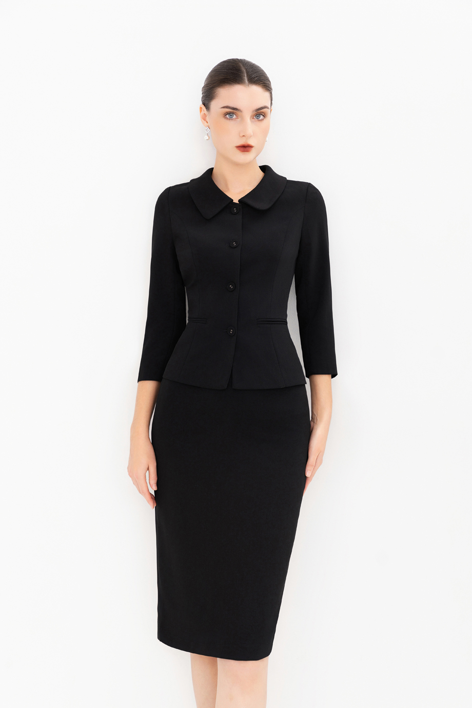 Bộ váy tuytsi TRALI 25522 màu đen