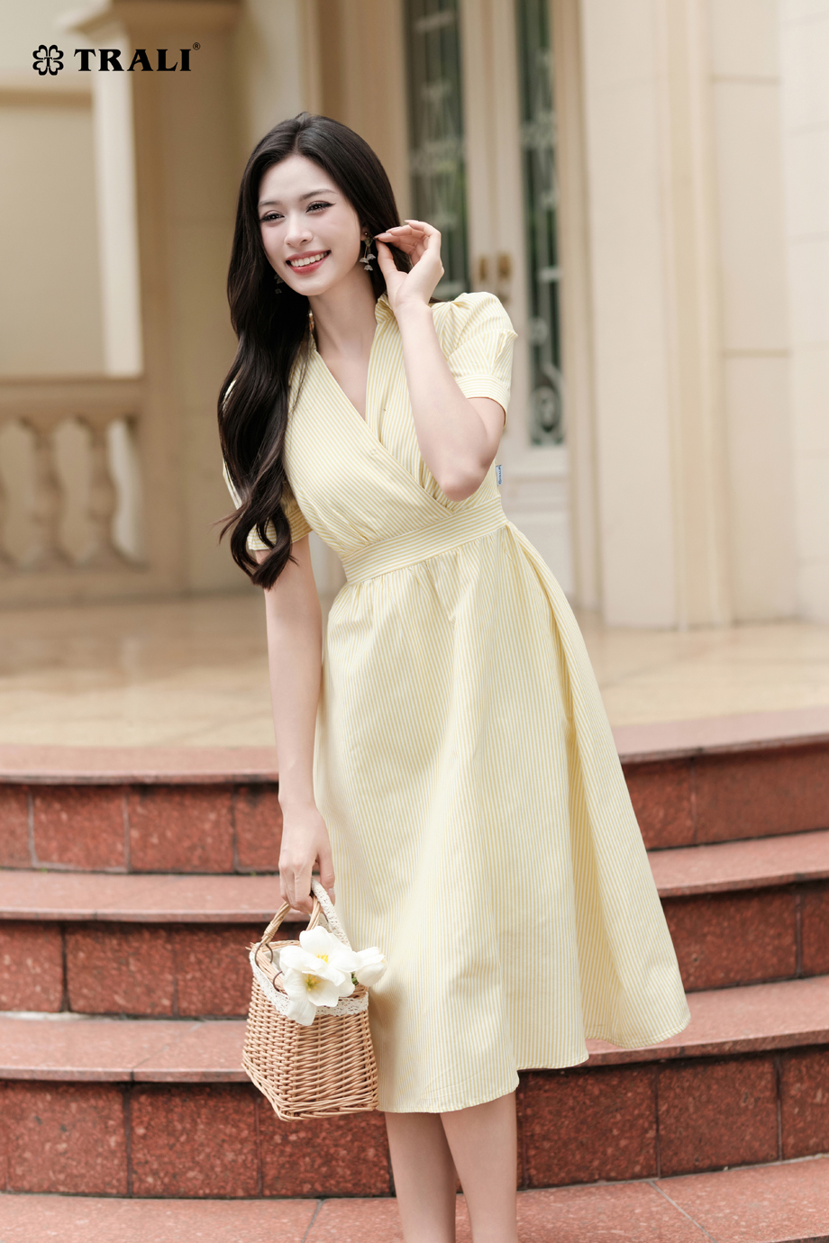 Đầm Trali 25204 Kẻ vàng