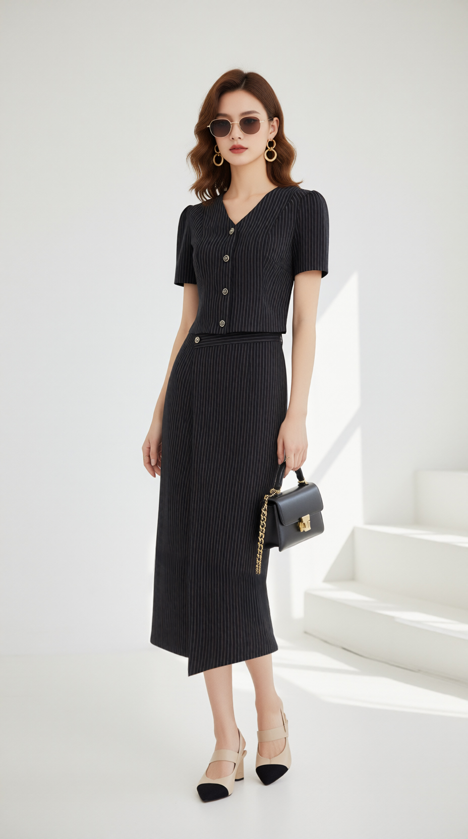 Bộ váy kẻ TRALI 25507