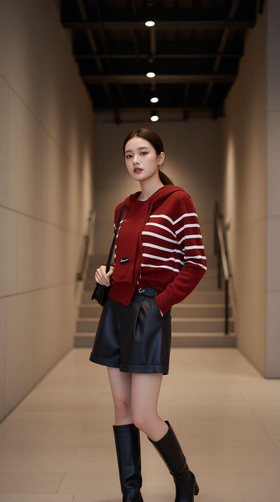 Áo len kèm khăn 25607 đỏ