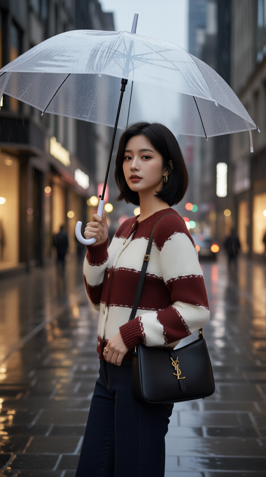 Áo len cadigan TRALI 25600 kẻ đỏ