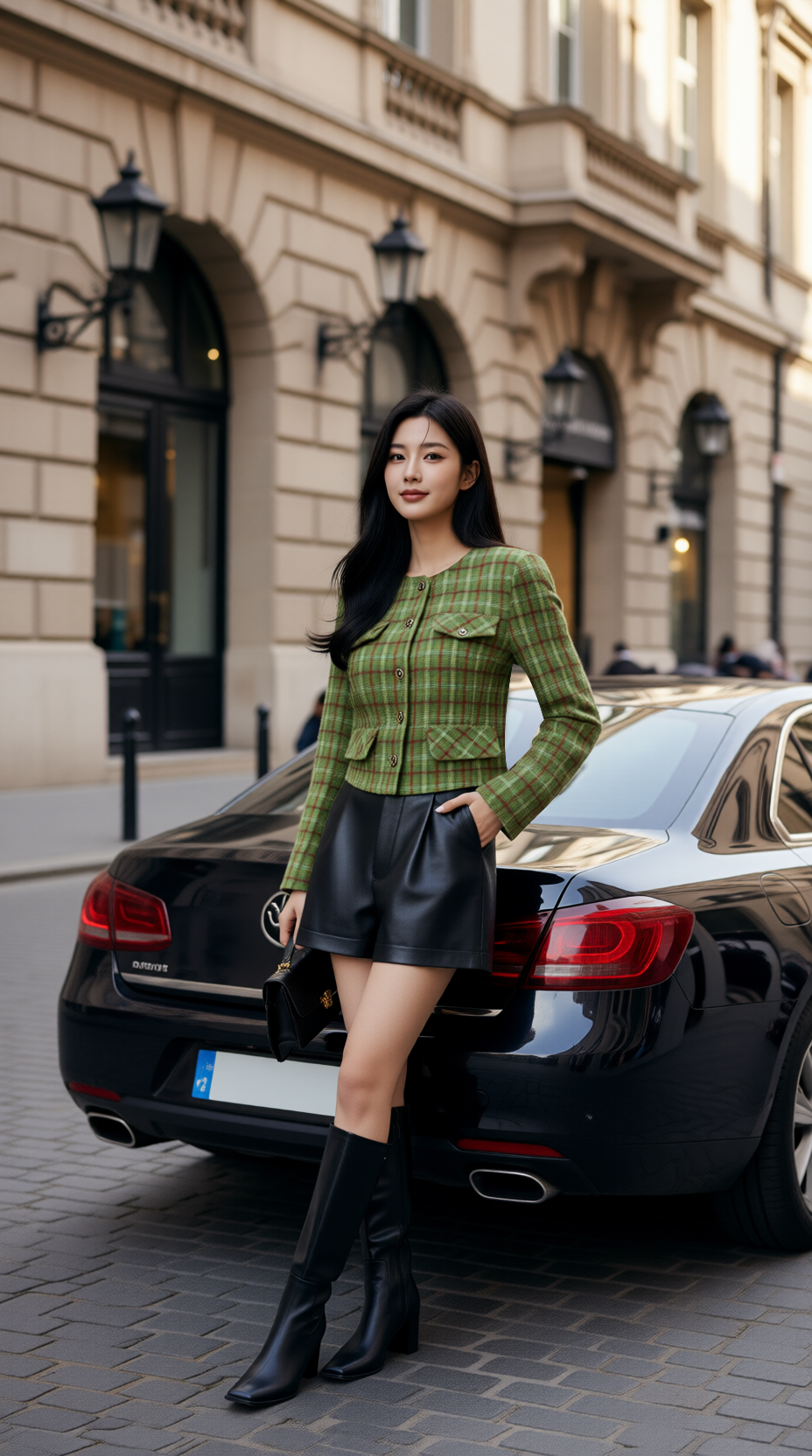 Áo khoác kẻ xanh TRALI 25805