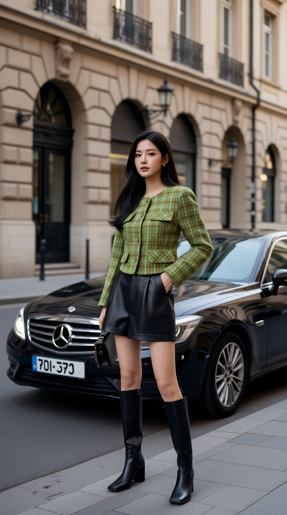 Áo khoác kẻ xanh TRALI 25805