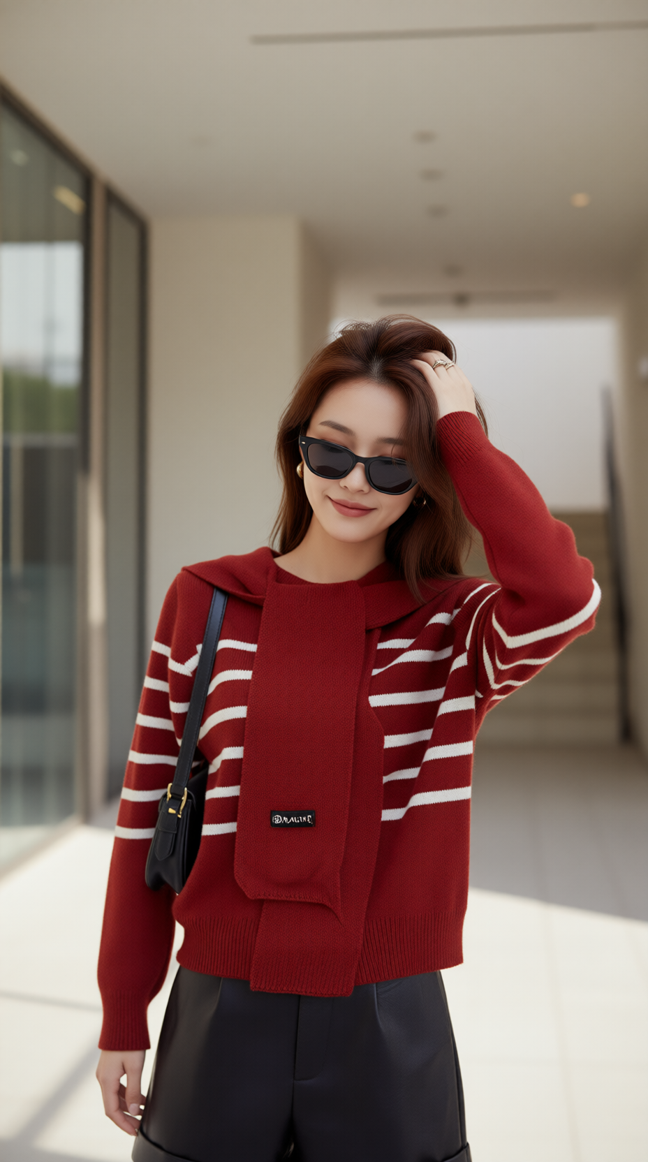 Áo len kèm khăn 25607 đỏ