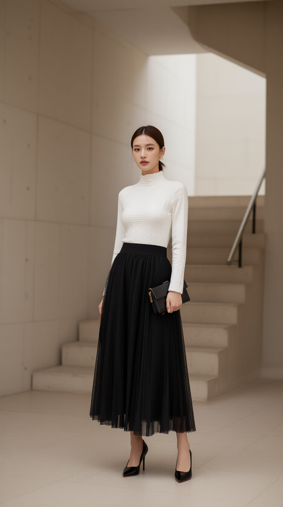 Áo len cổ 3p 25609 Trắng