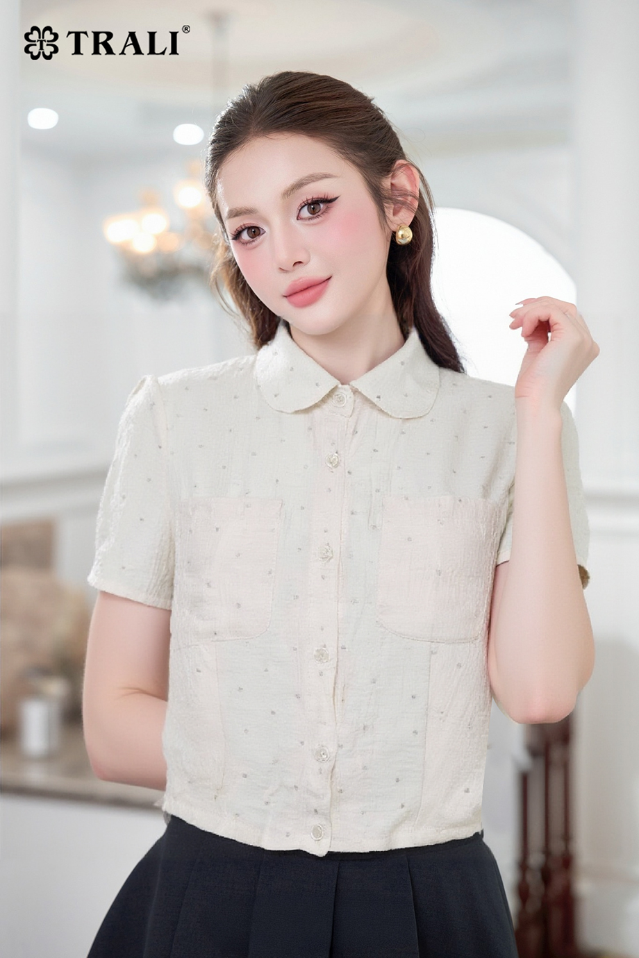 Áo sơ mi nữ TRALI 25122 màu kem