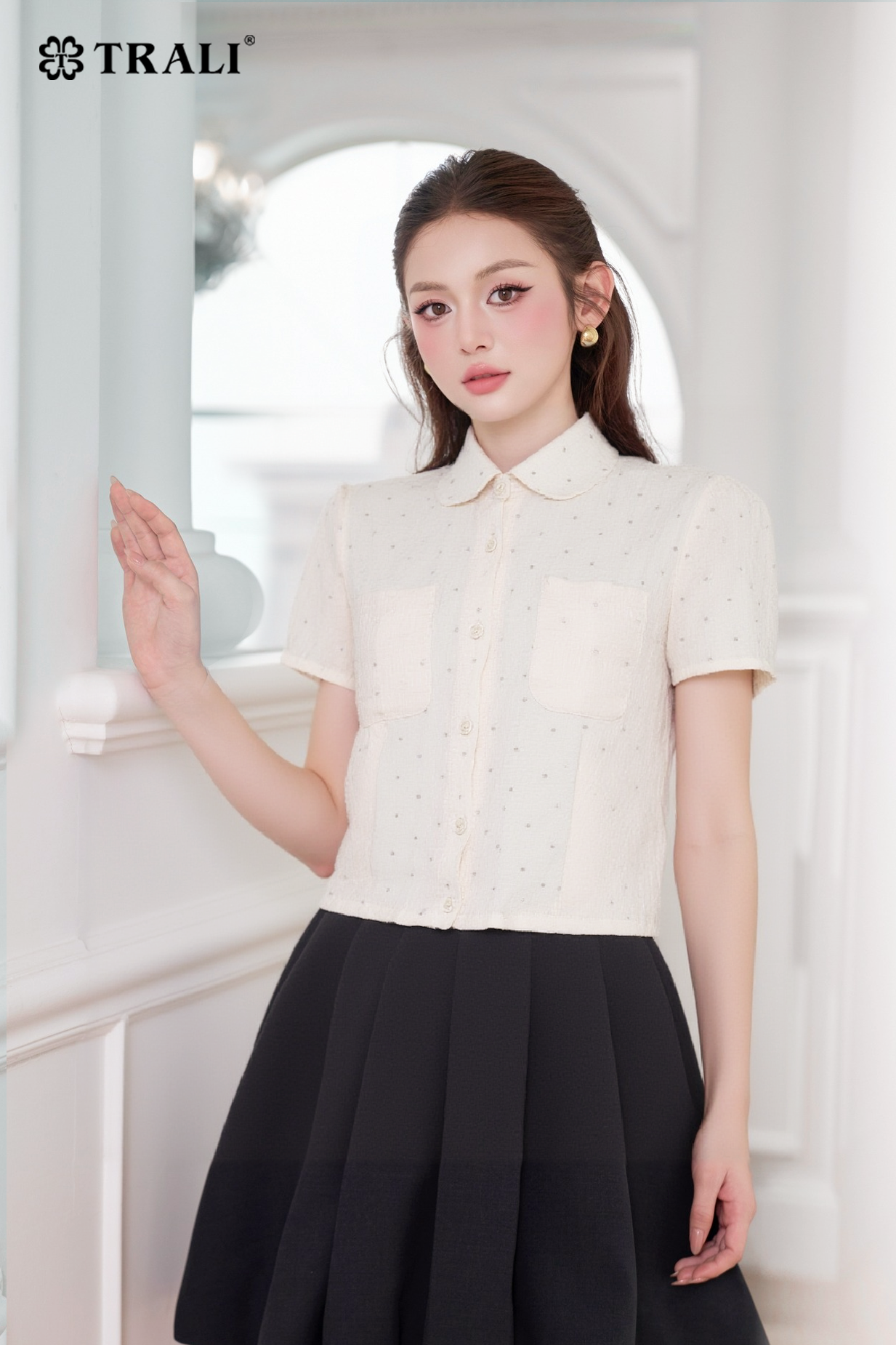 Áo sơ mi nữ TRALI 25122 màu kem